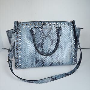 MK Michael Kors Blue Studded Snake Purse Bag